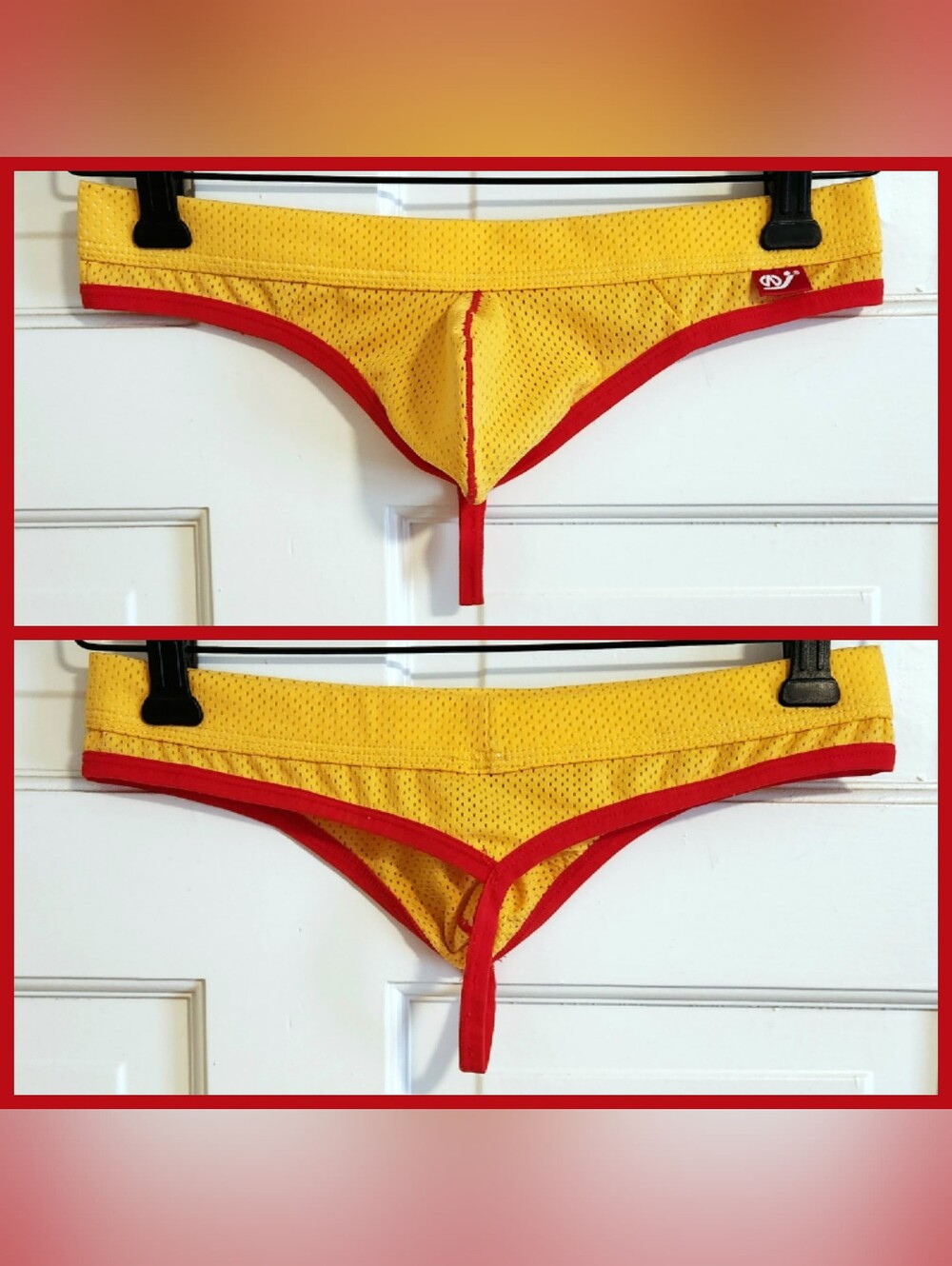 😈Wang Jiang😈 - Yellow/Red Mesh G-String